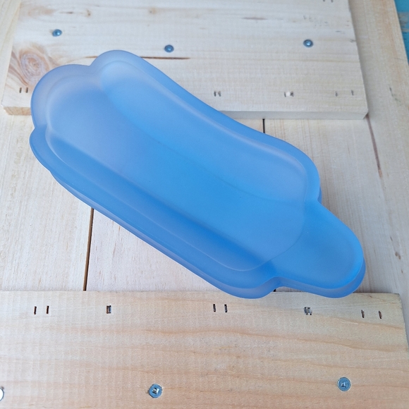 Blue Glass Banana Split Dishes Vintage Frosted Glass Dessert Set of 2 Dad Gifts - Picture 14 of 15